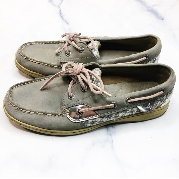 Sperry Shoes - Sperry Grey Silver Bluefish Slip On Boat Shoes